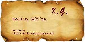 Kollin Géza névjegykártya